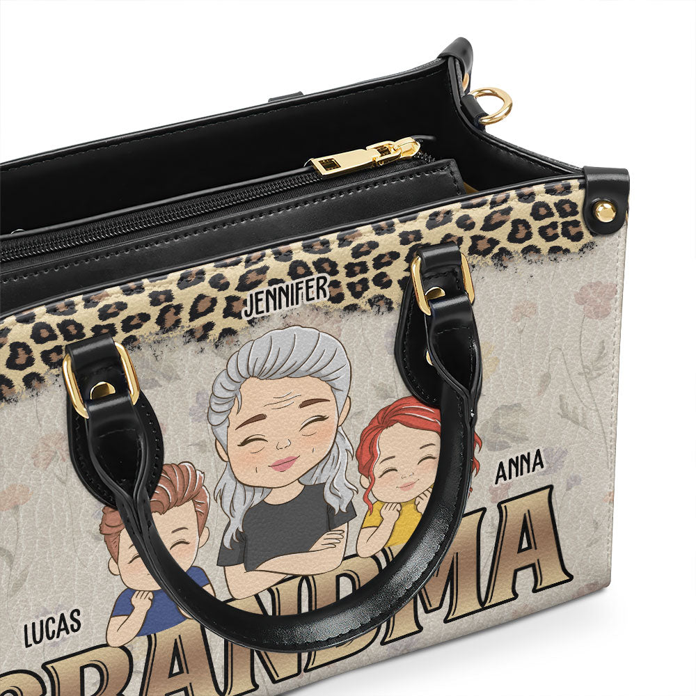 Grandma Kids Together - Personalized Custom Leather Bag