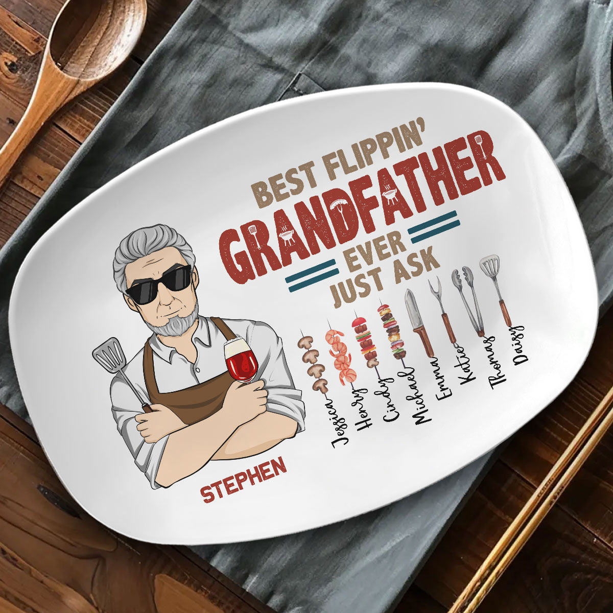 Best Flipping Dad Ever Just Ask - Personalized Custom Platter