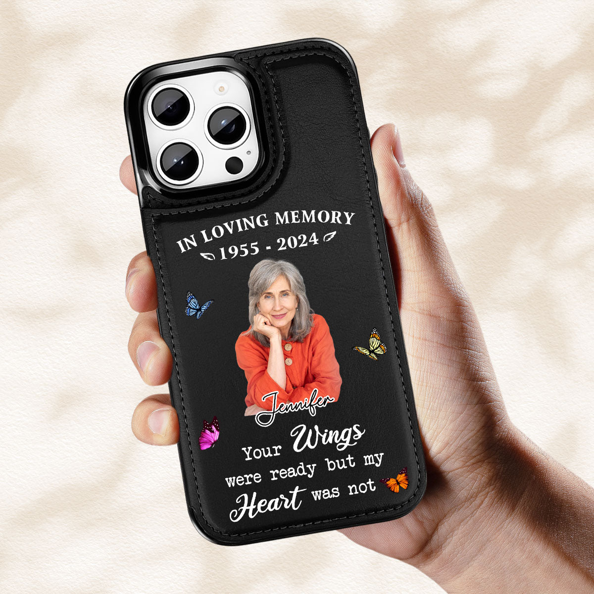 In Loving Memory - Personalized Custom Leather Phone Case