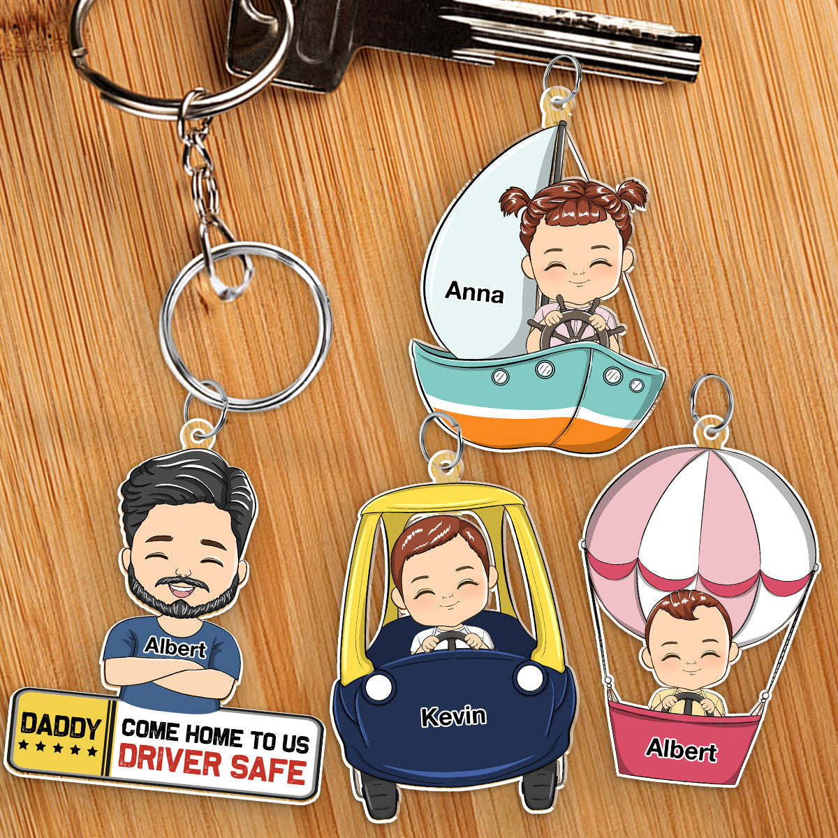Daddy Driver Safe Come Home To Us - Personalized Acrylic Tag Keychain