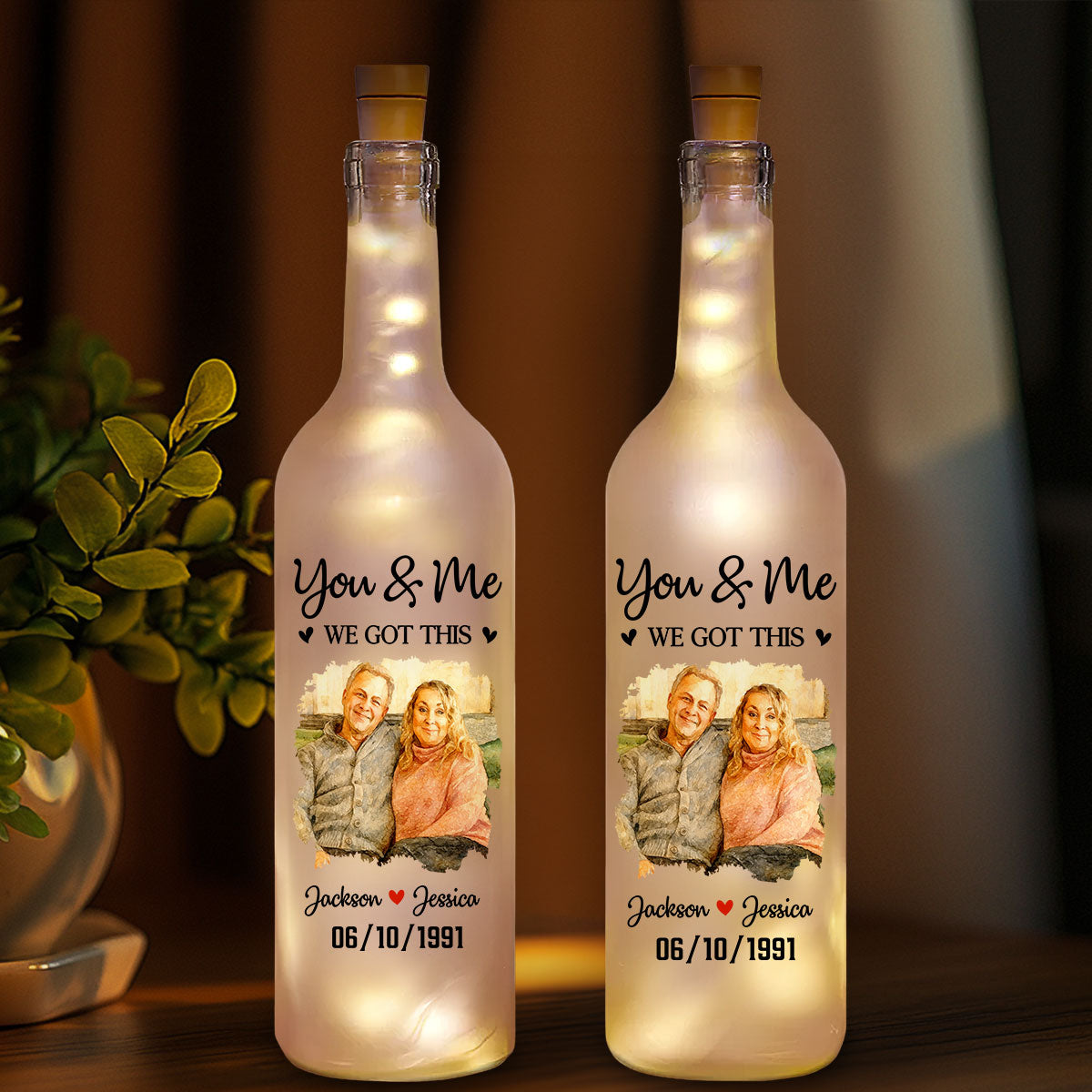 You And Me - Personalized Custom Bottle Lamp