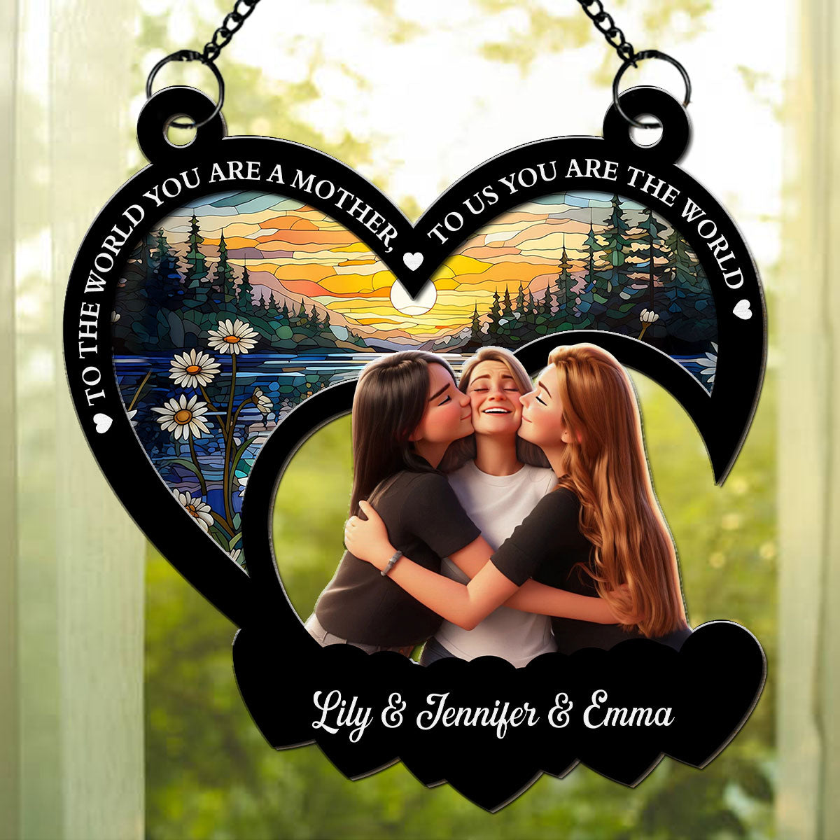 Mom Means The World To Me - Personalized Custom Suncatcher