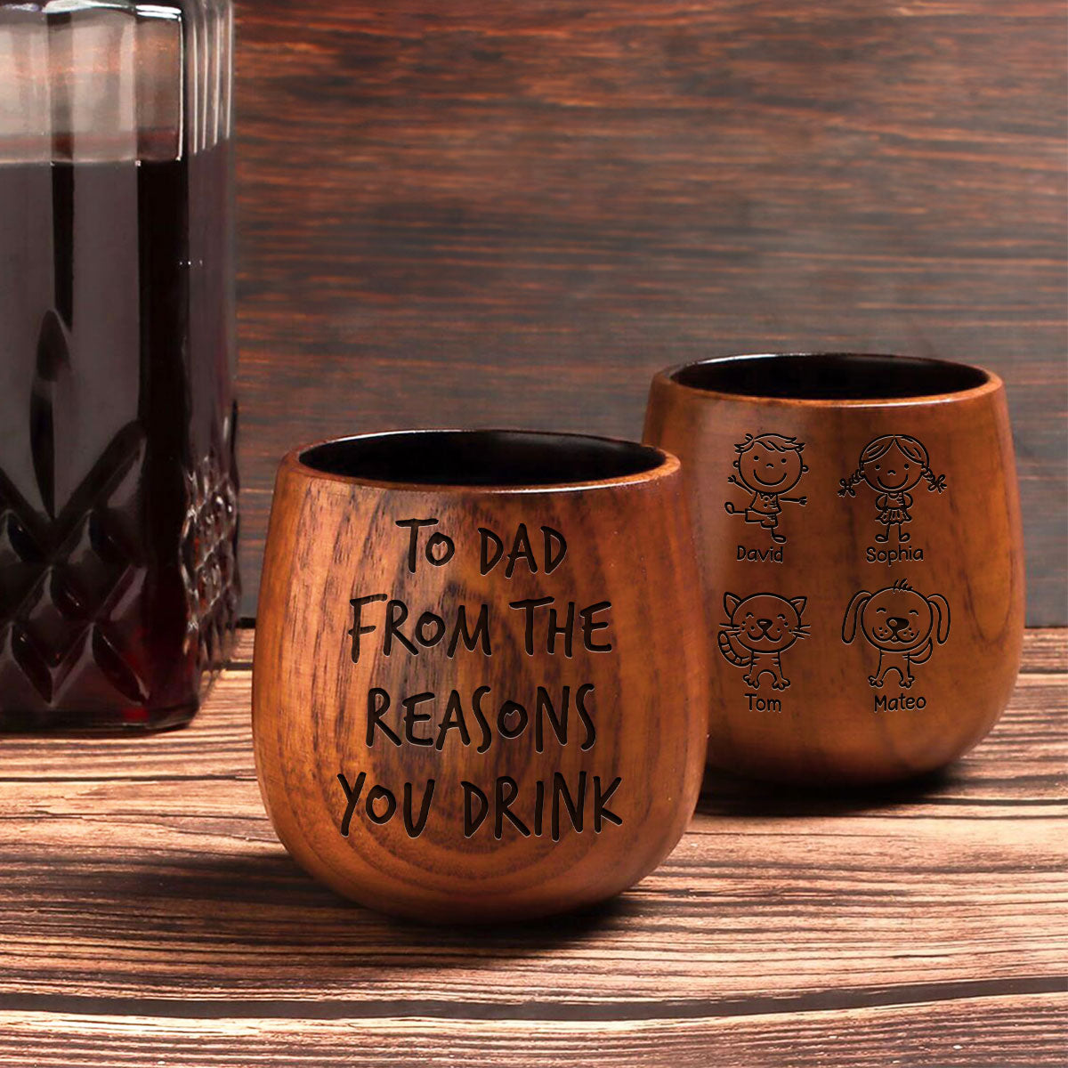 From The Reasons You Drink - Personalized Custom Engraved Wooden Whiskey Glass