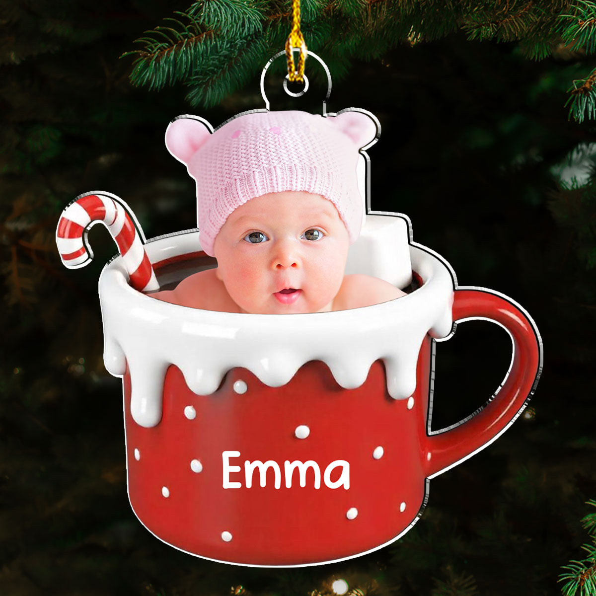 Baby In Hot Cocoa - Personalized Custom Acrylic Ornament