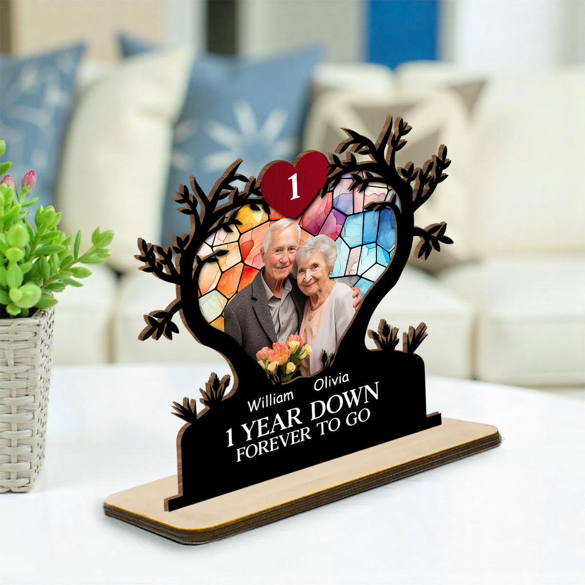 Forever To Go - Personalized Custom 2-Layer Wood Plaque With Flat Base