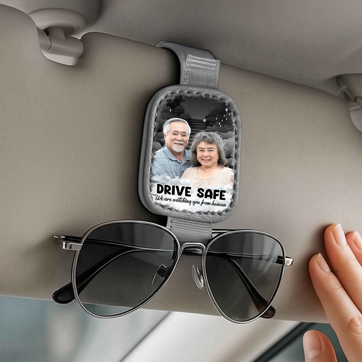 Watching You From Heaven - Personalized Custom Sunglasses Holder For Car Visor