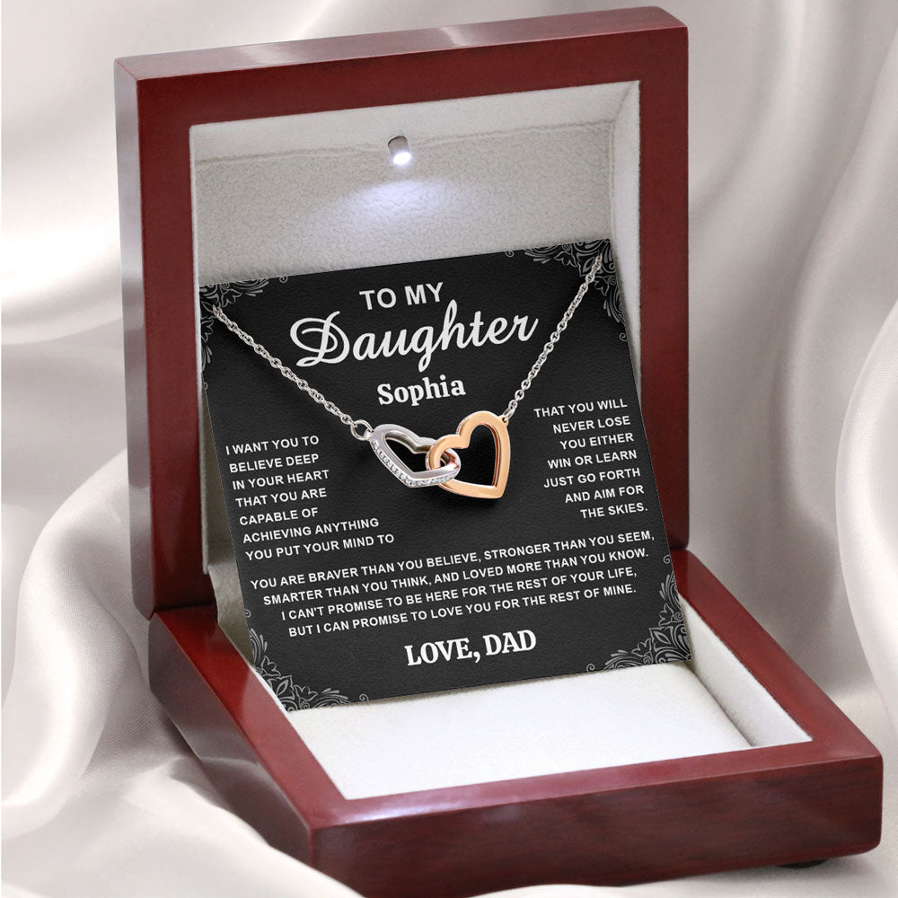 Just Go Forth And Aim For The Skies - Personalized Custom Interlocking Heart Necklace