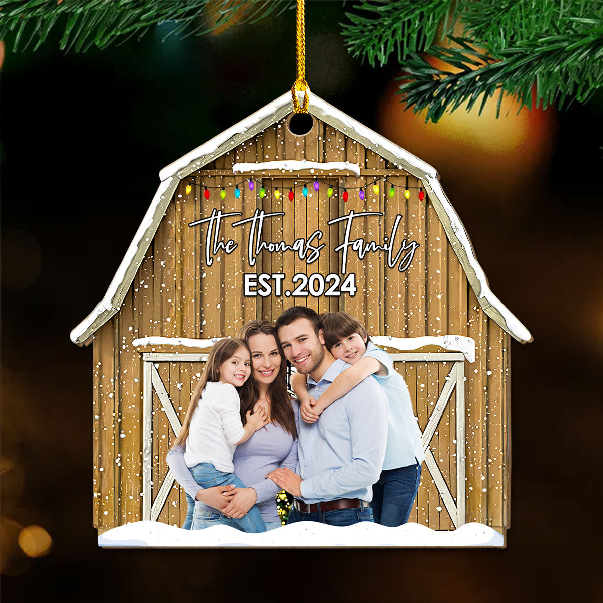 Christmas In The Barn - Personalized Custom Wood Ornament