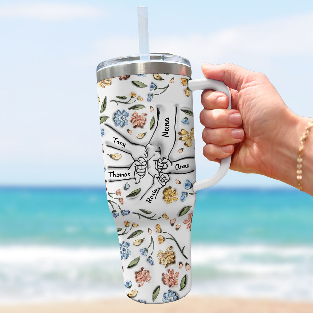 Hand In Hand, I Will Always Protect You - Personalized Custom 3D Inflated Effect Printed 40 Oz Tumbler