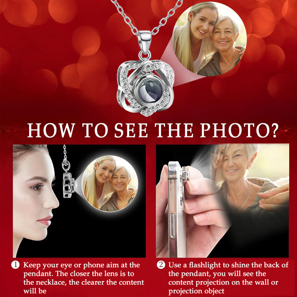 Always Remember - Personalized Custom Preserved Rose With Projection Necklace