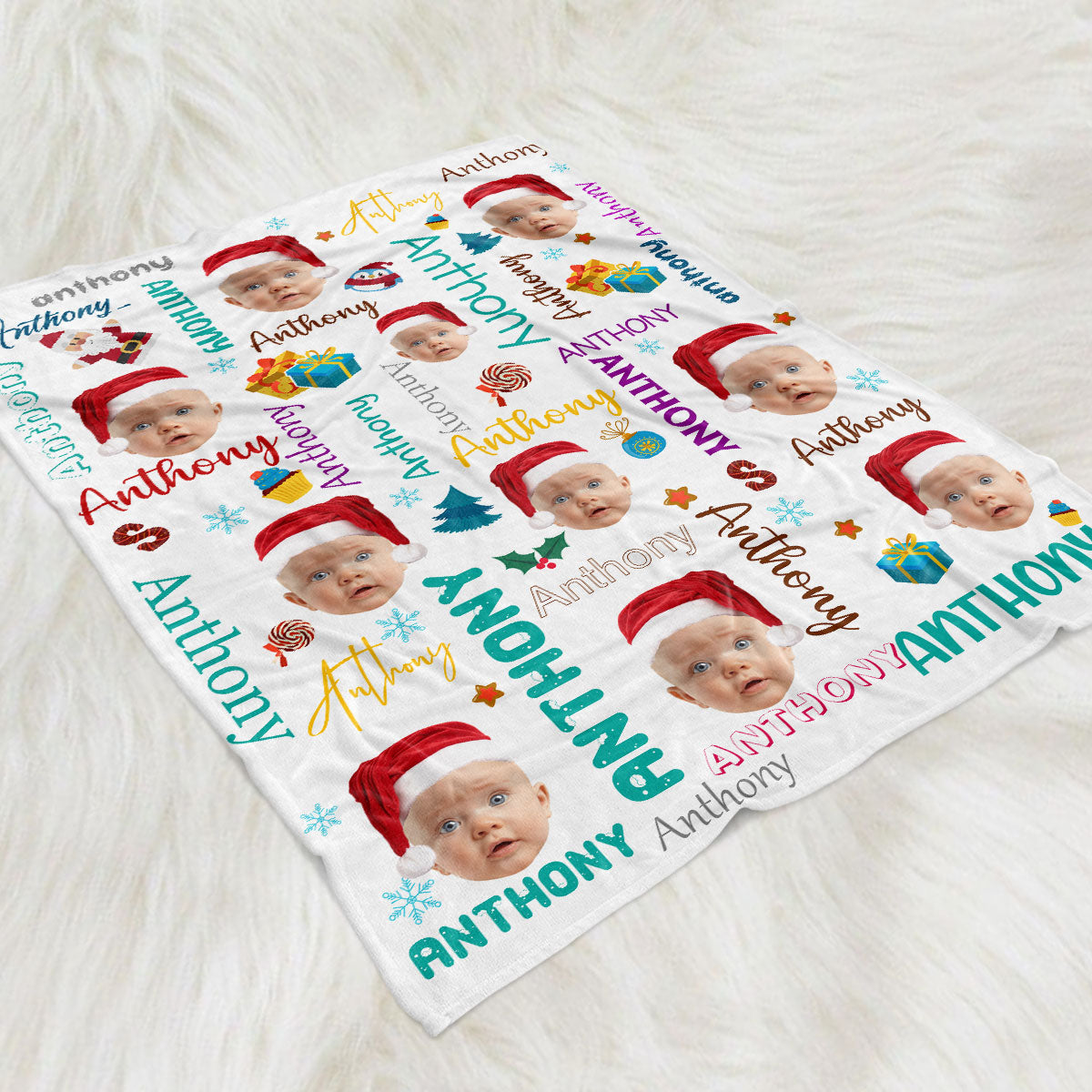 Baby Christmas Custom Photo - Personalized Custom Fleece Blanket