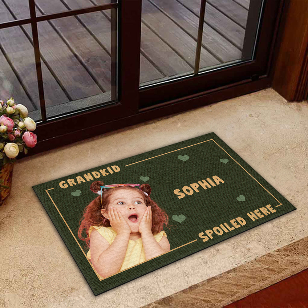 Grandkids Spoiled Here Custom Photo - Personalized Custom Doormat
