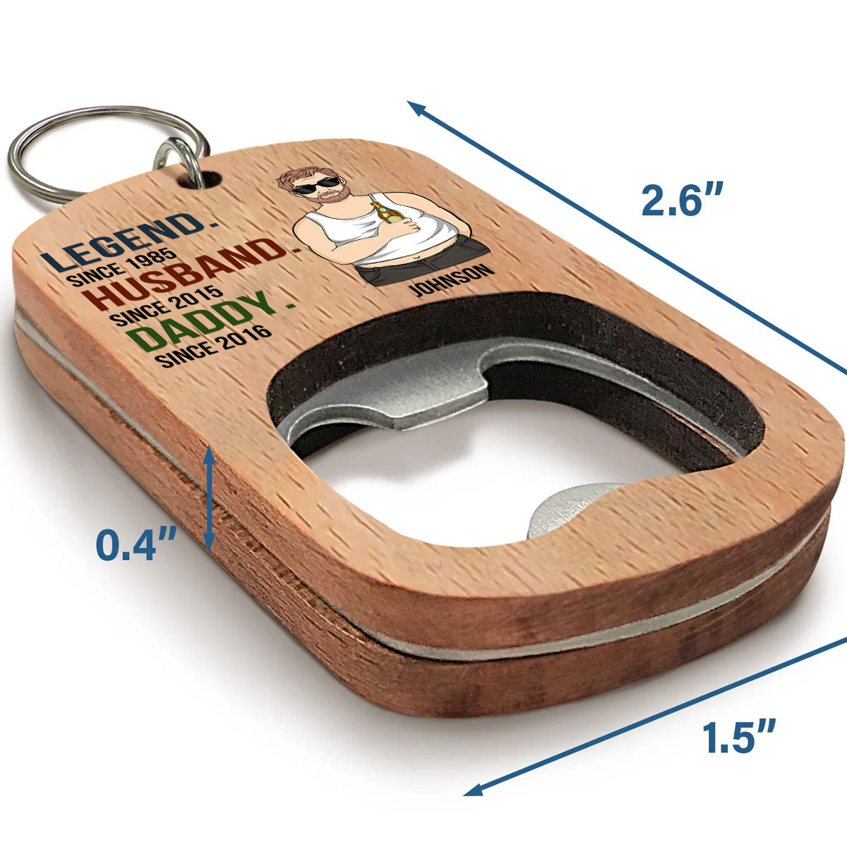 Legendary Father - Personalized Custom Bottle Opener Keychain