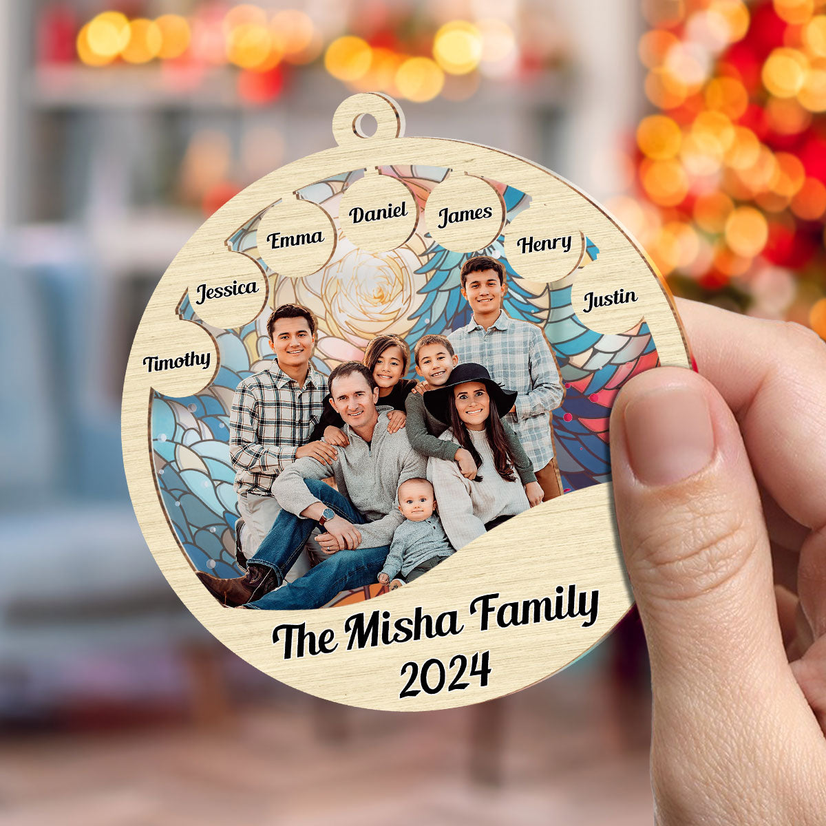 Family Christmas - Personalized Custom Suncatcher Ornament
