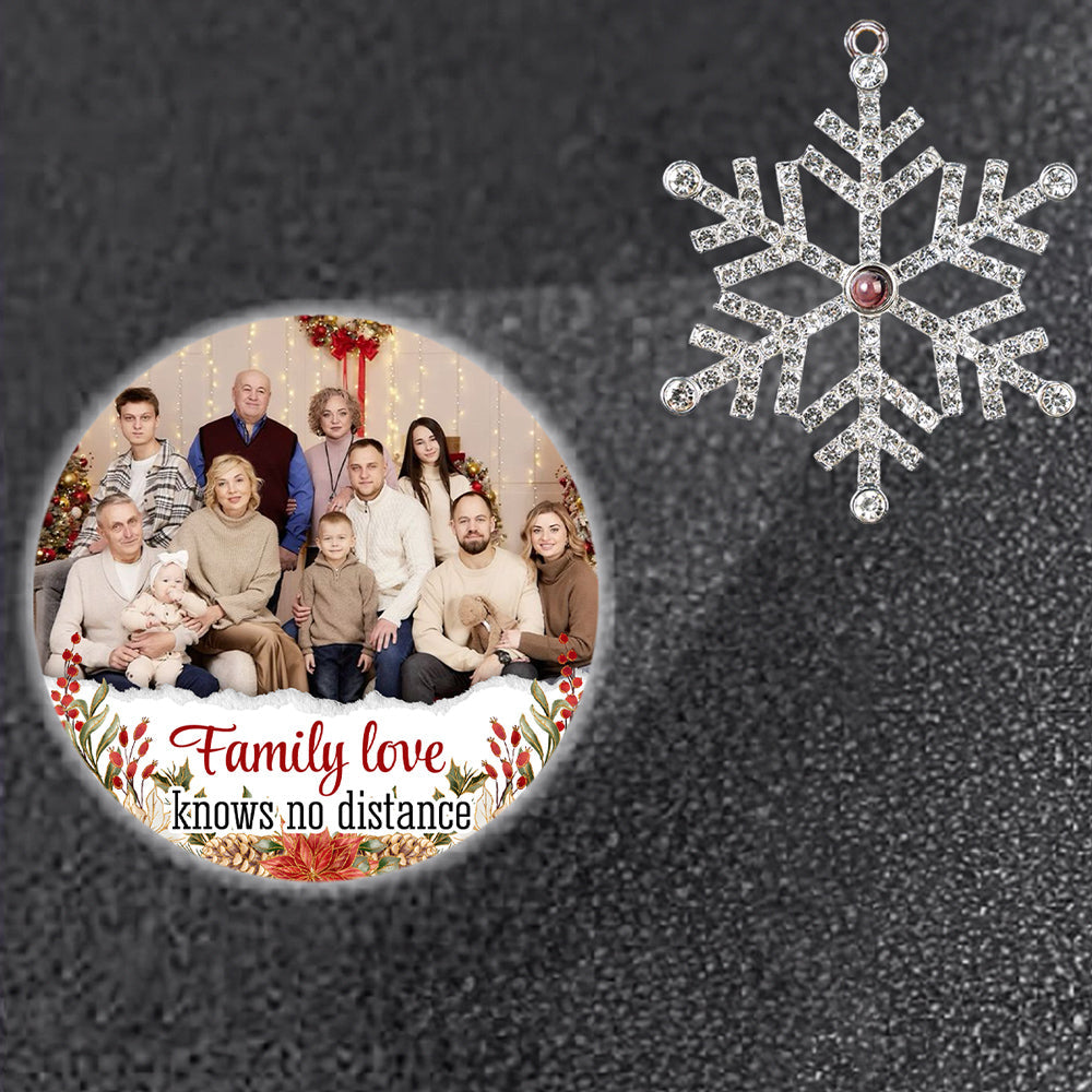 Family Love - Personalized Custom Photo Snowflake Projection Ornament