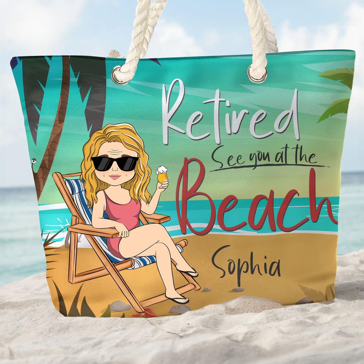 Retired See You At The Beach - Personalized Beach Bag