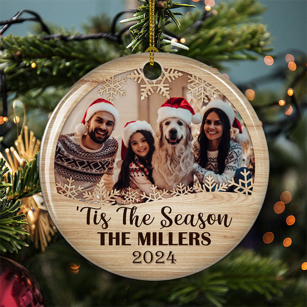 Family, Tis The Season - Personalized Custom Circle Ceramic Ornament