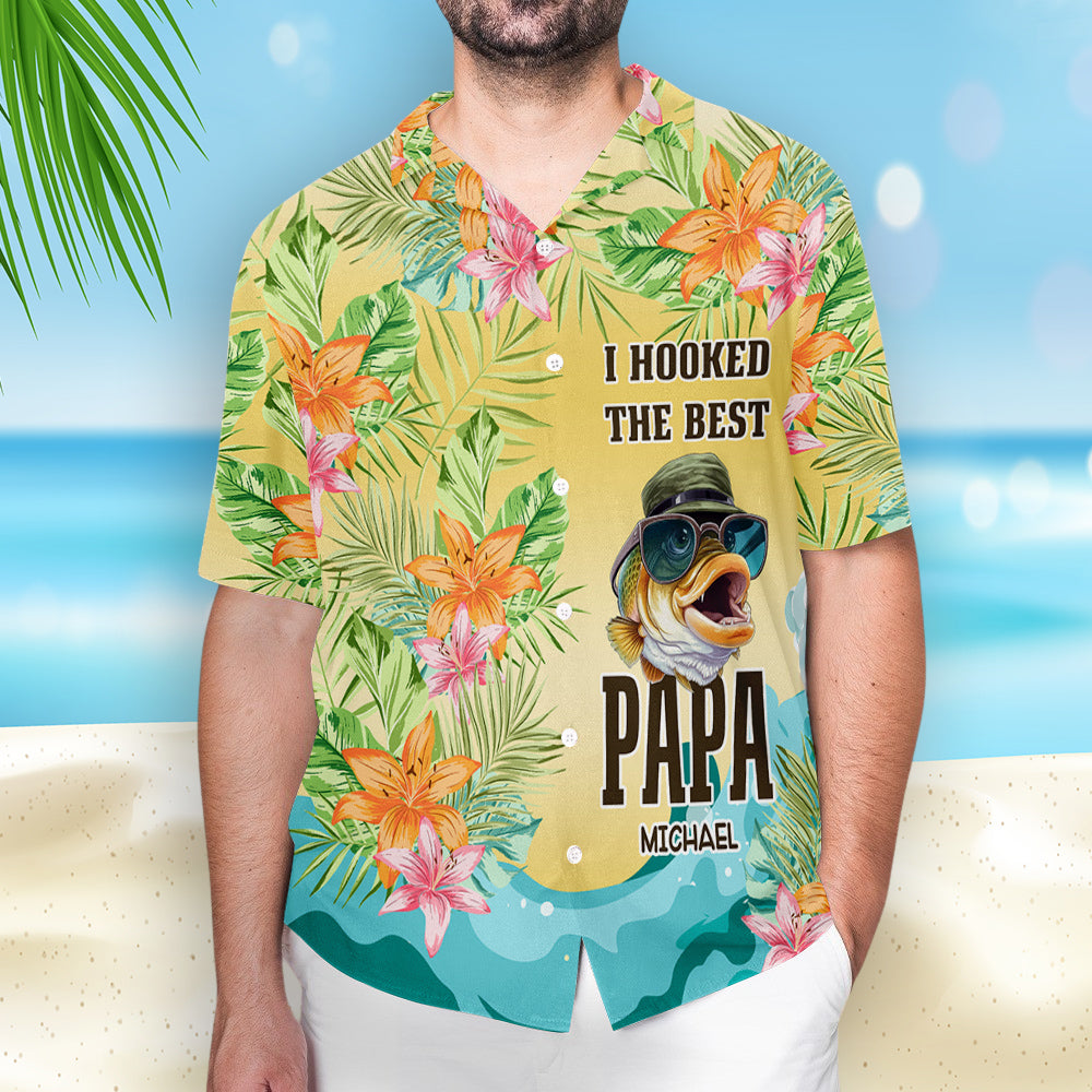 Dad Taught Me How To Fish - Personalized Custom Hawaiian Shirt