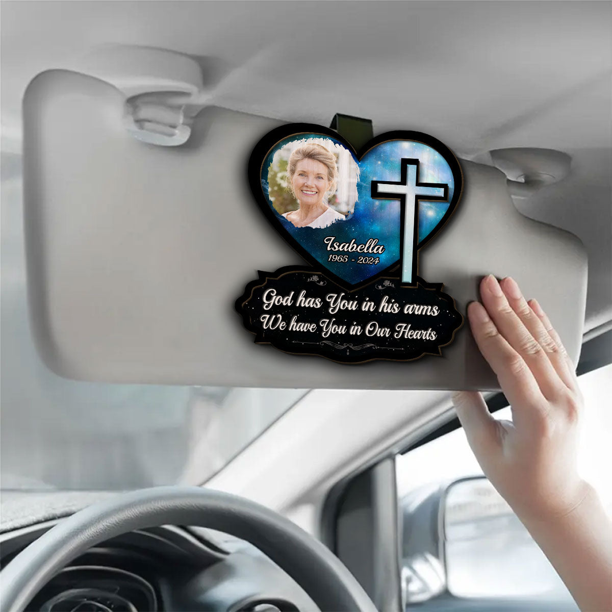 In Our Hearts - Personalized Custom Car Visor Clip