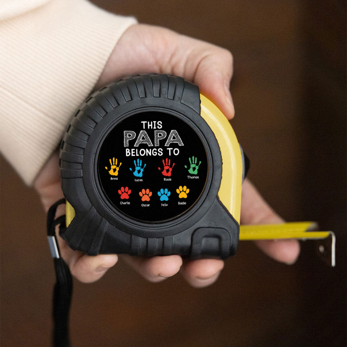 This Grandpa Daddy Belongs To - Personalized Custom Tape Measure