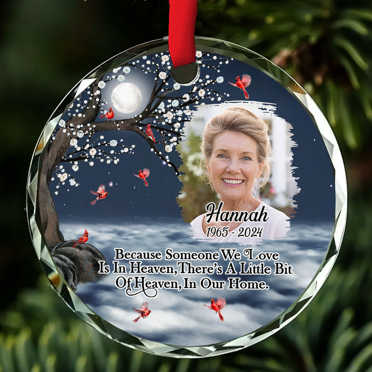 There Is A Little Bit Of Heaven In Our Home - Personalized Custom Glass Ornament