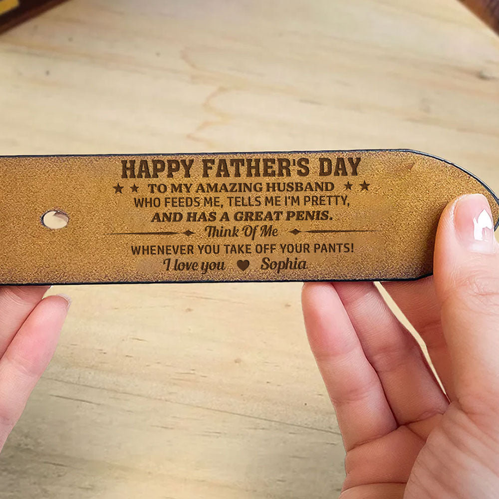 To My Amazing Husband - Personalized Engraved Leather Belt