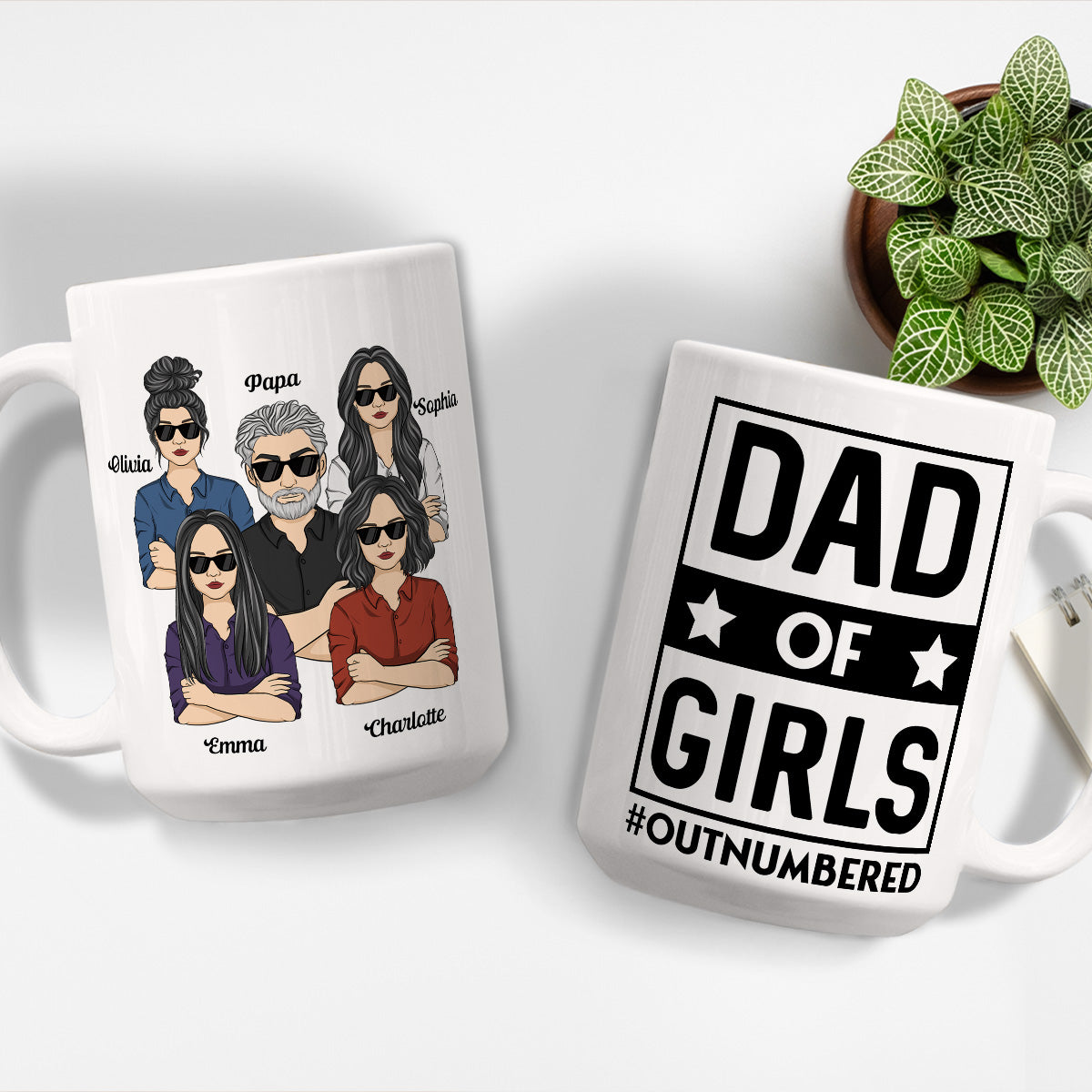 Dad Of Girls - Personalized Custom Coffee Mug