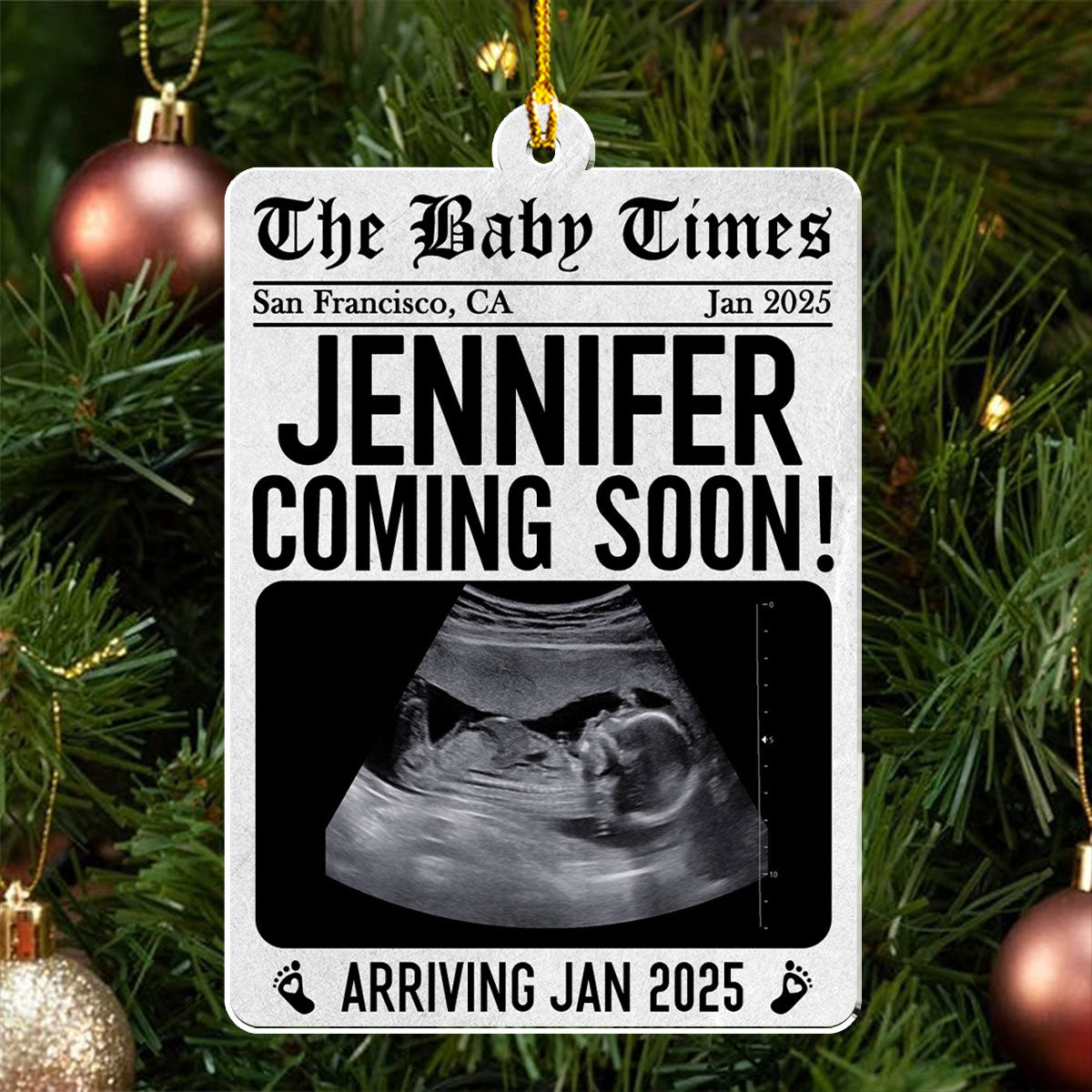 New Baby Announcement Newspaper - Personalized Custom Acrylic Ornament