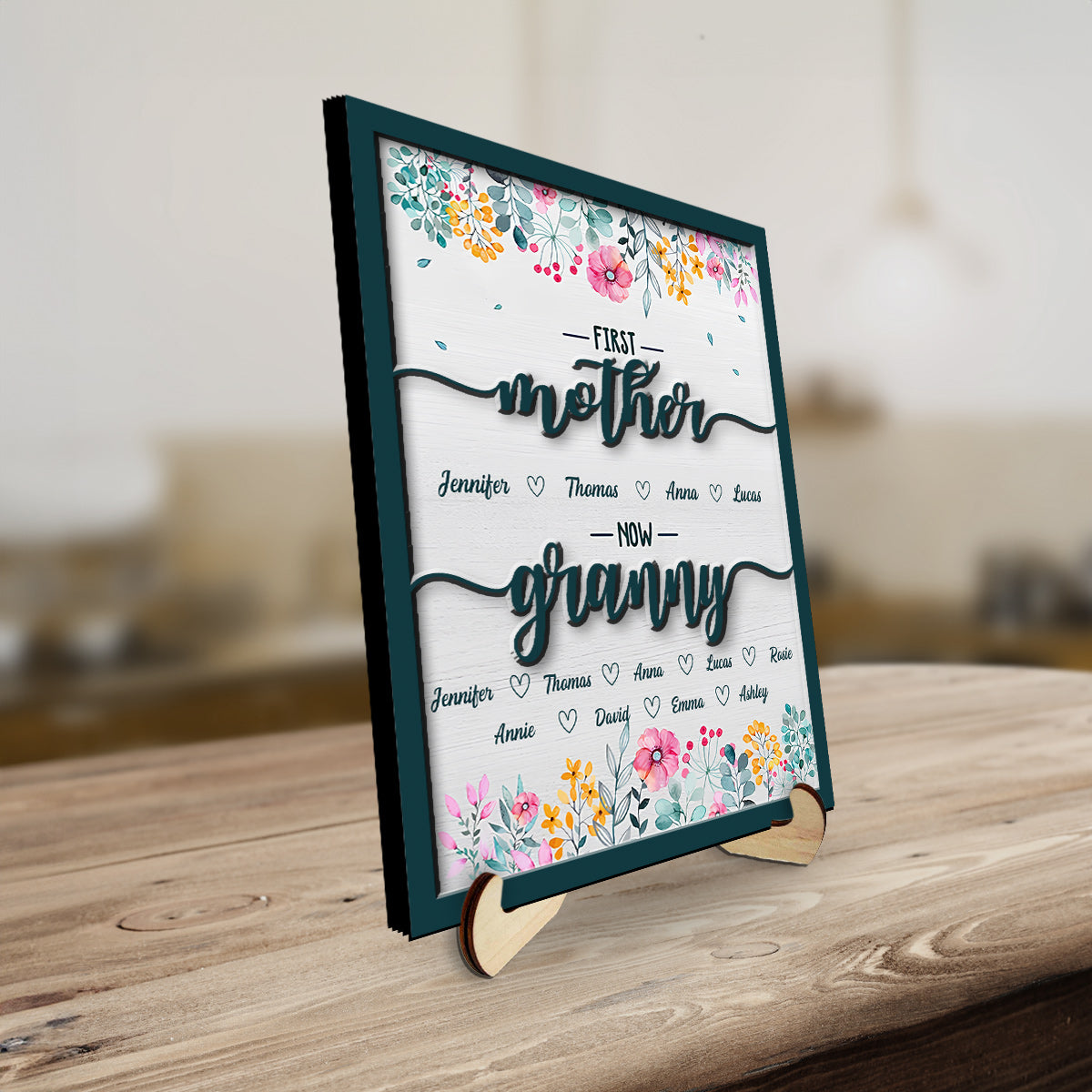 First Mom Now Great Grandma - Personalized Wooden Plaque