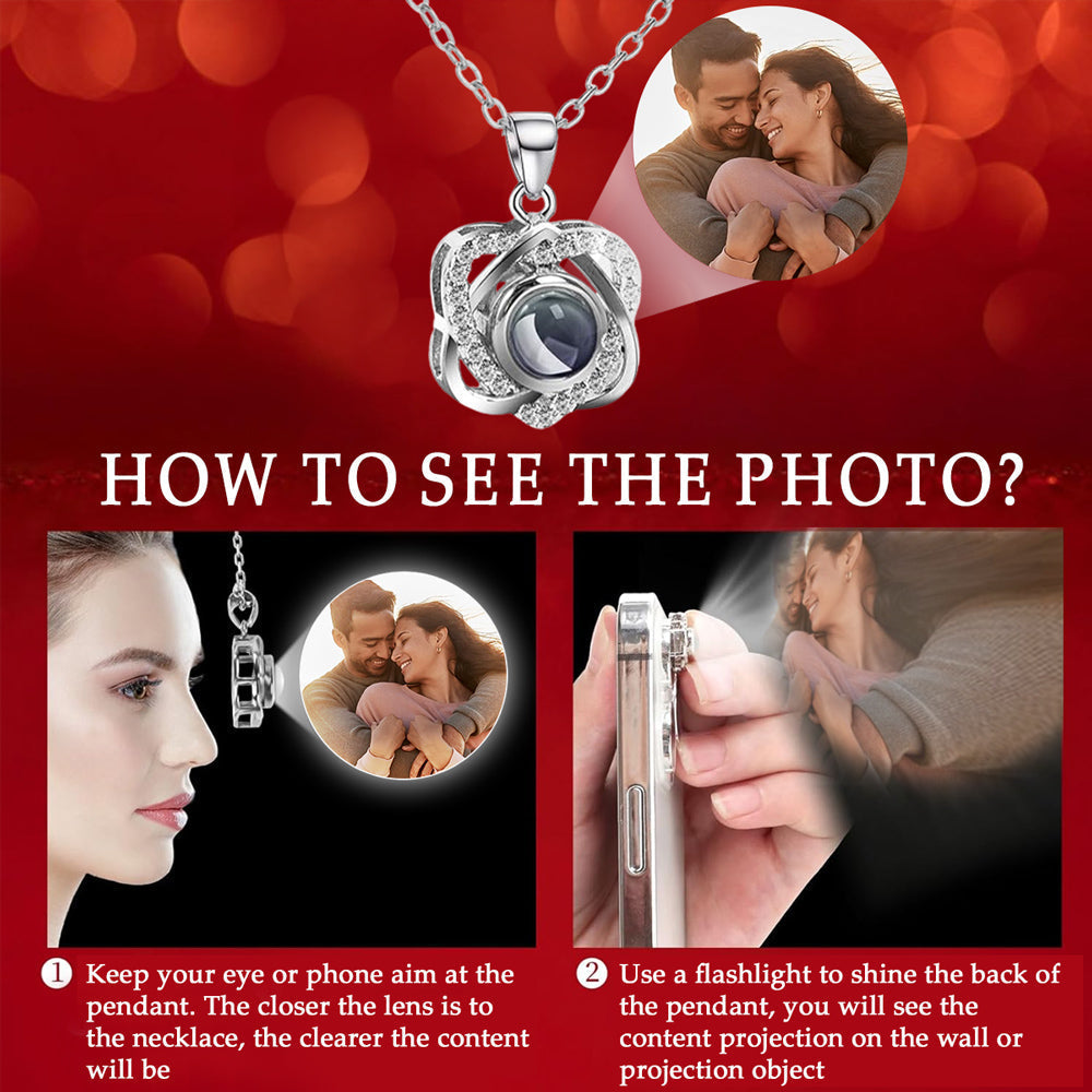 I Love You Always - Personalized Custom Preserved Rose With Projection Necklace