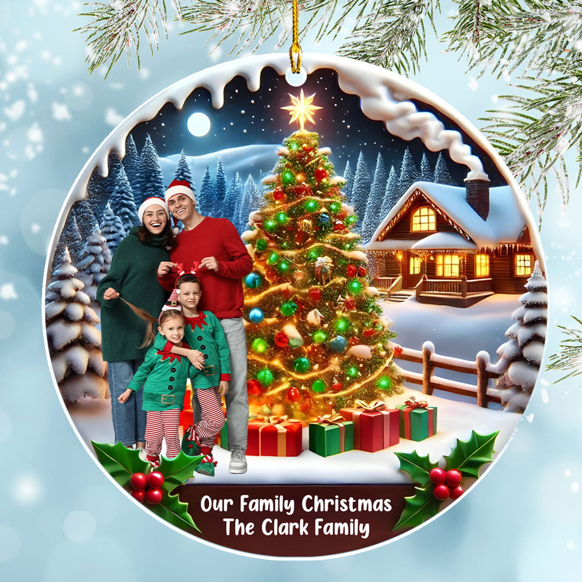 Family With Christmas - Personalized Custom Acrylic Ornament