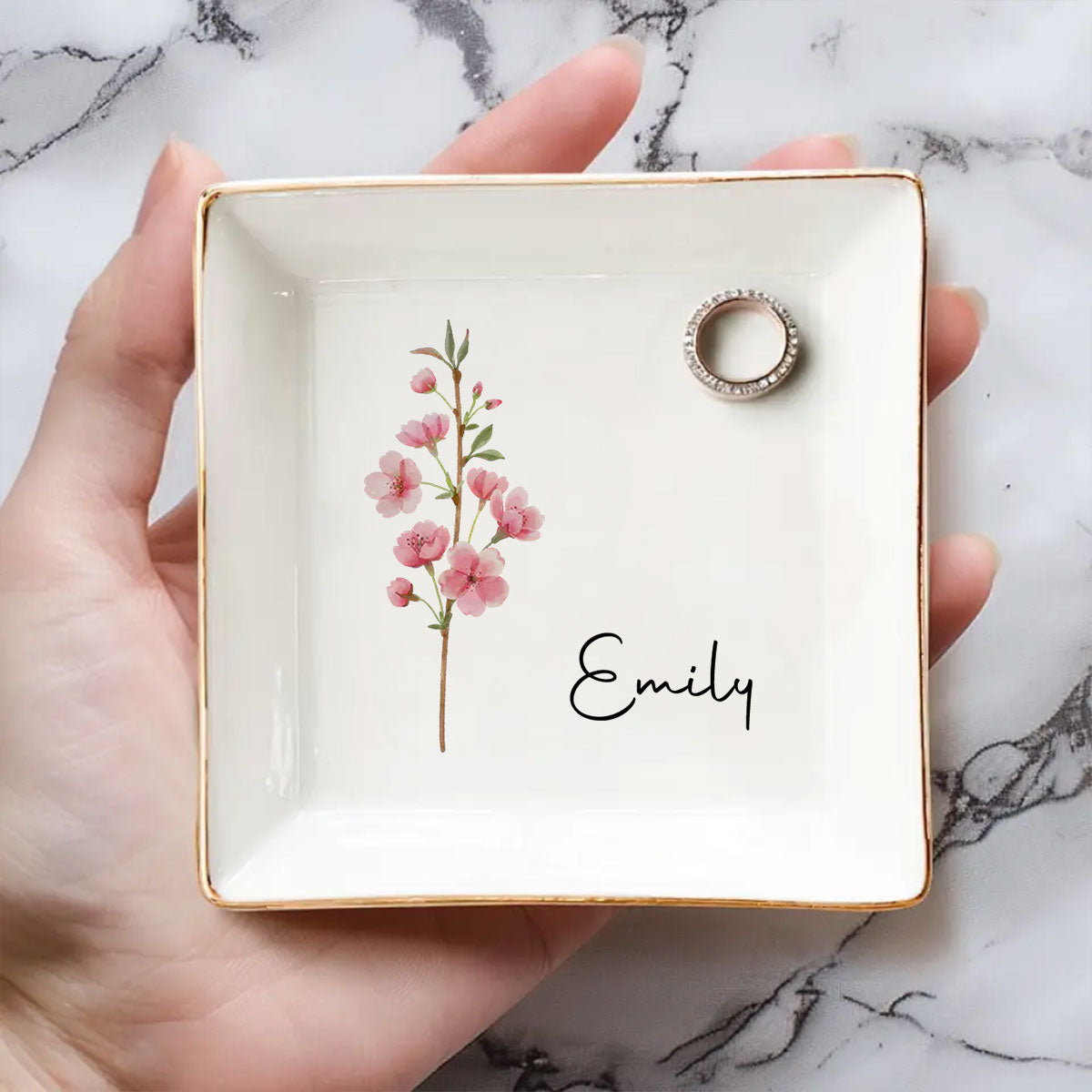 Friends Are Flowers That Never Fade Version 2 - Personalized Custom Jewelry Dish