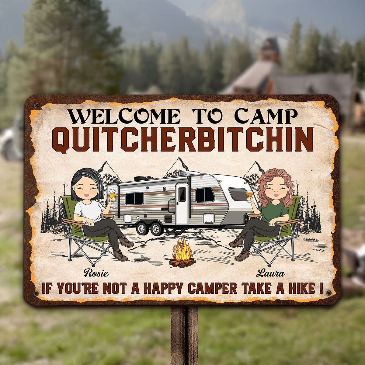 Welcome To Camping - Personalized Custom Metal Sign