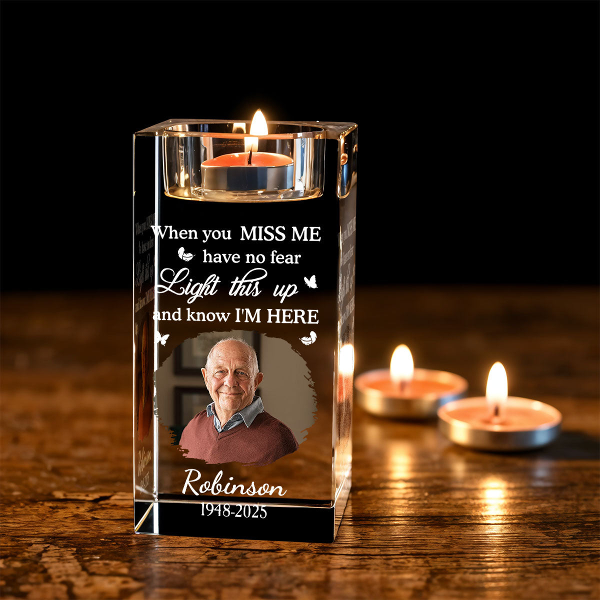 When You Miss Me - Personalized Custom Crystal Candle Holder