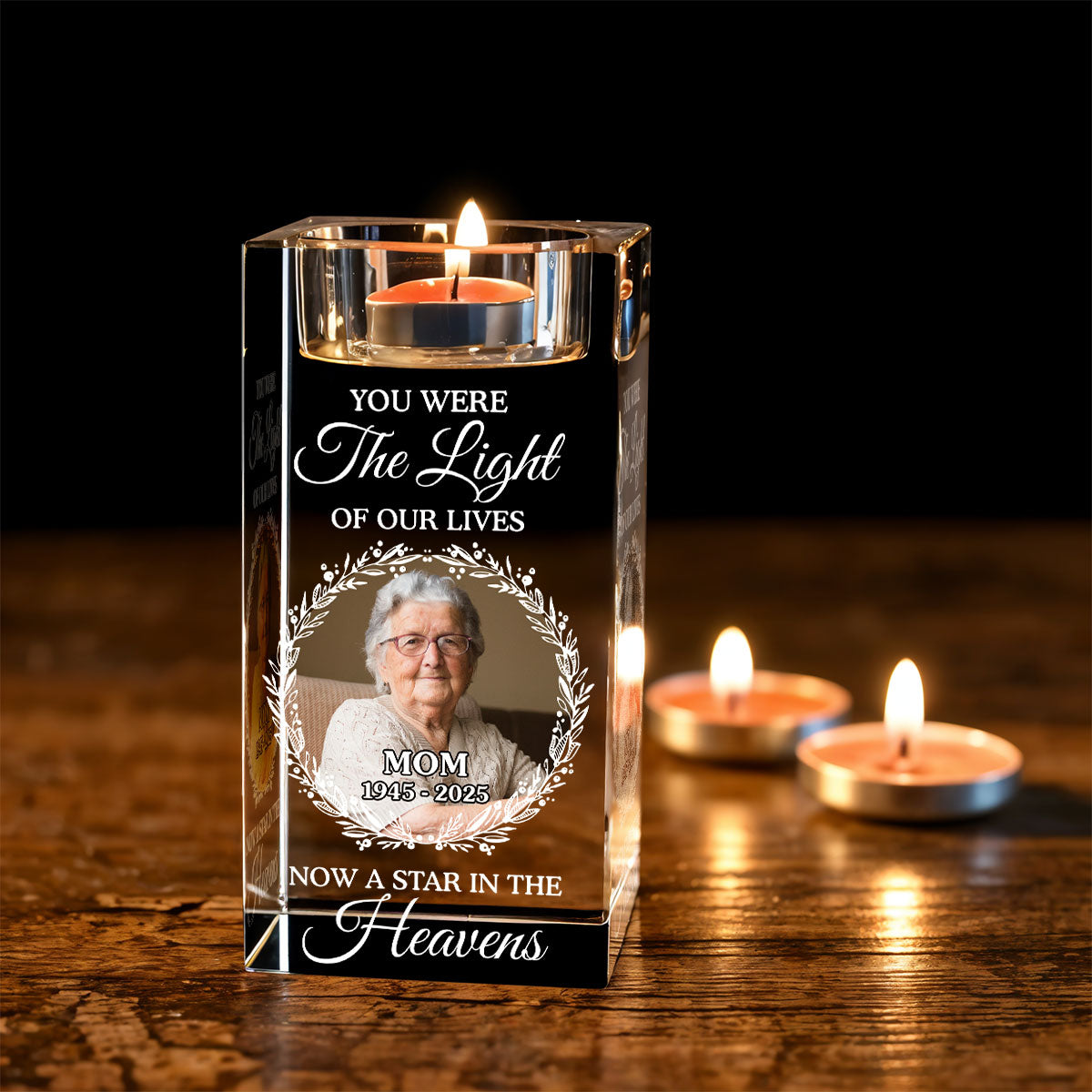 Our Light - Personalized Custom Crystal Candle Holder