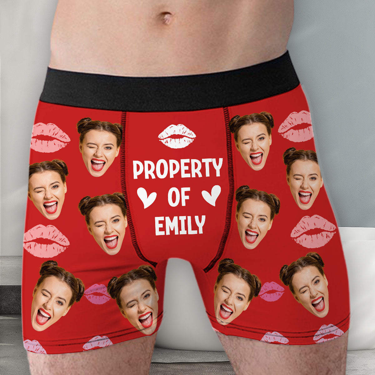 Property Of Her - Personalized Photo Men's Boxer Briefs