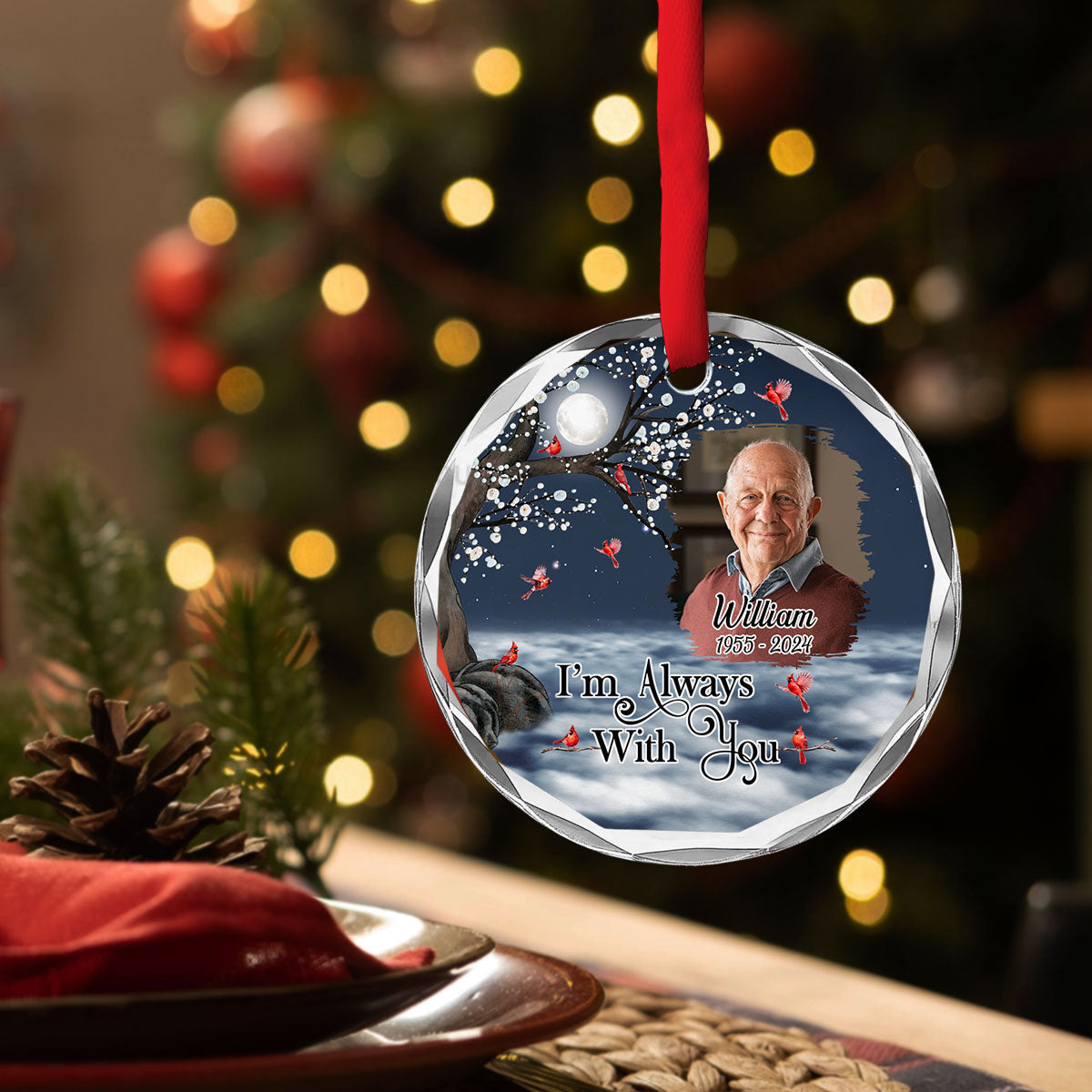 There Is A Little Bit Of Heaven In Our Home - Personalized Custom Glass Ornament