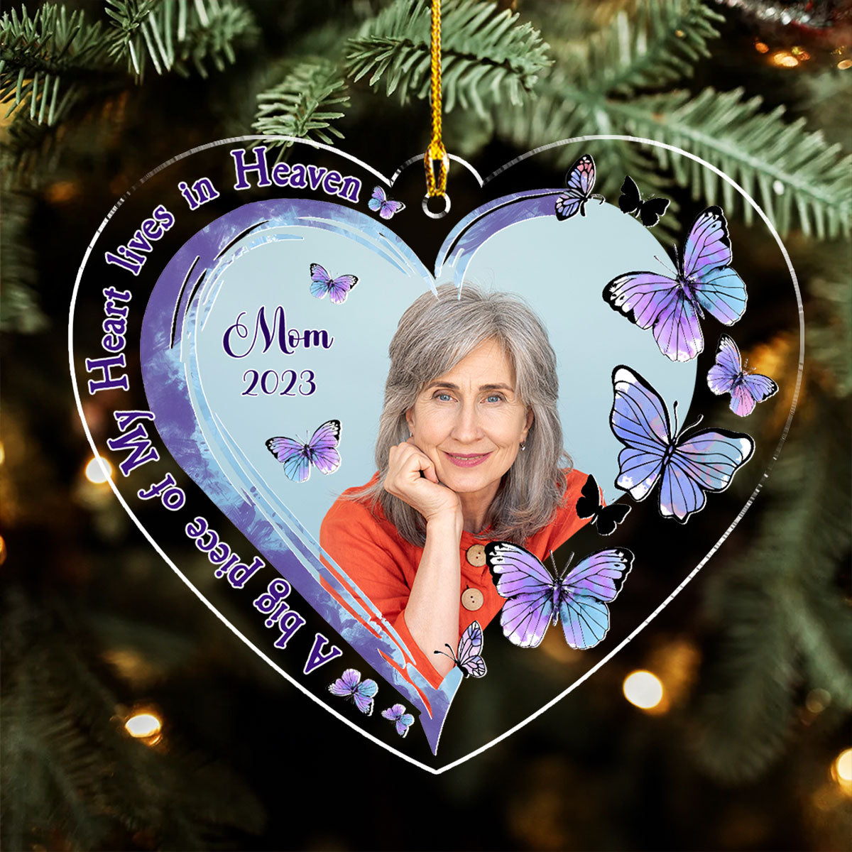 A Big Piece Of My Heart Lives In Heaven - Personalized Custom Acrylic Ornament