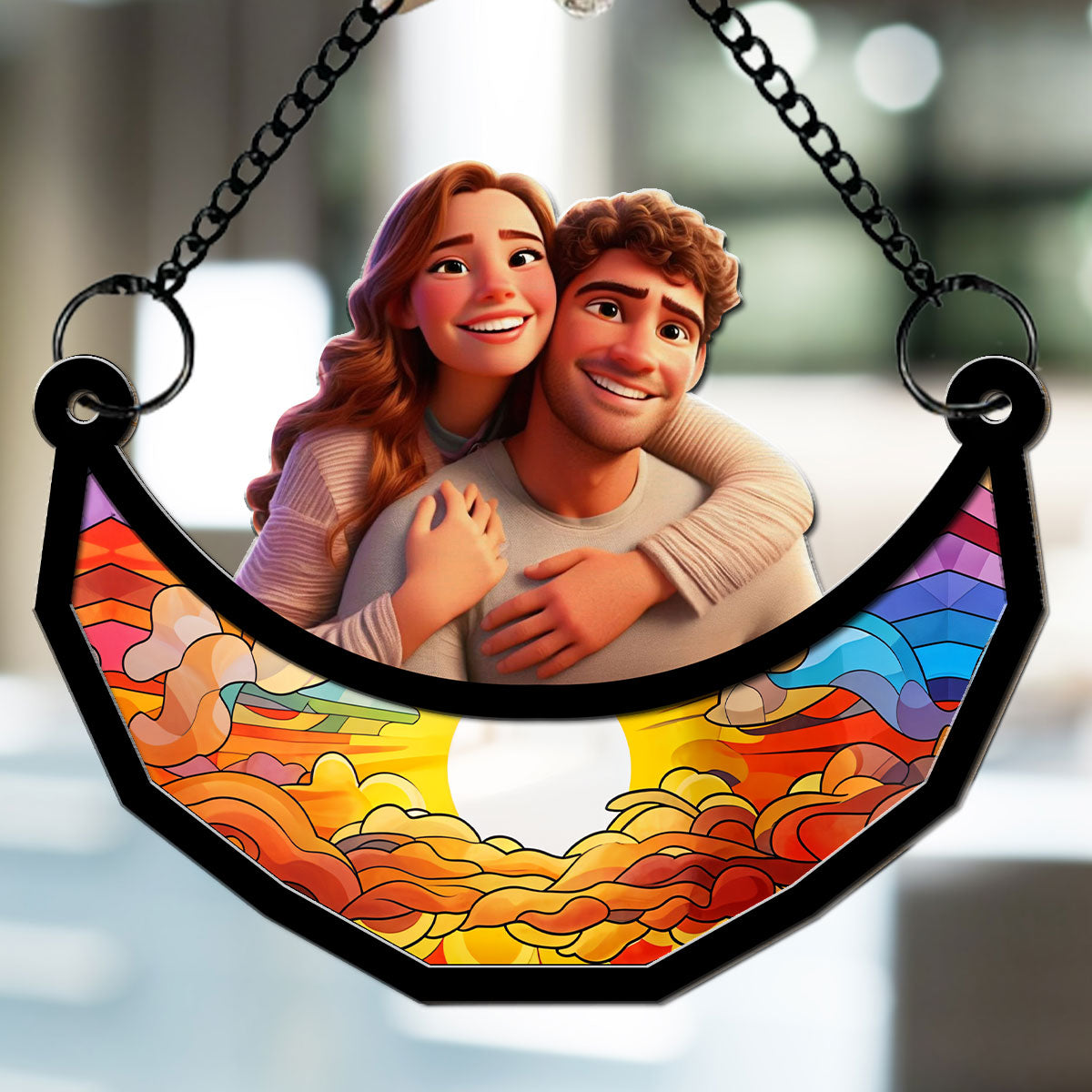 Sitting On The Moon With You - Personalized Custom Suncatcher