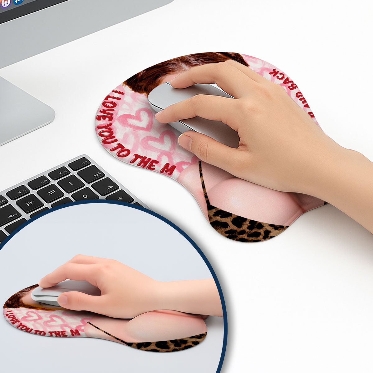 Love You To The Moon And Back Custom Face - Personalized Custom 3D Mouse Pad