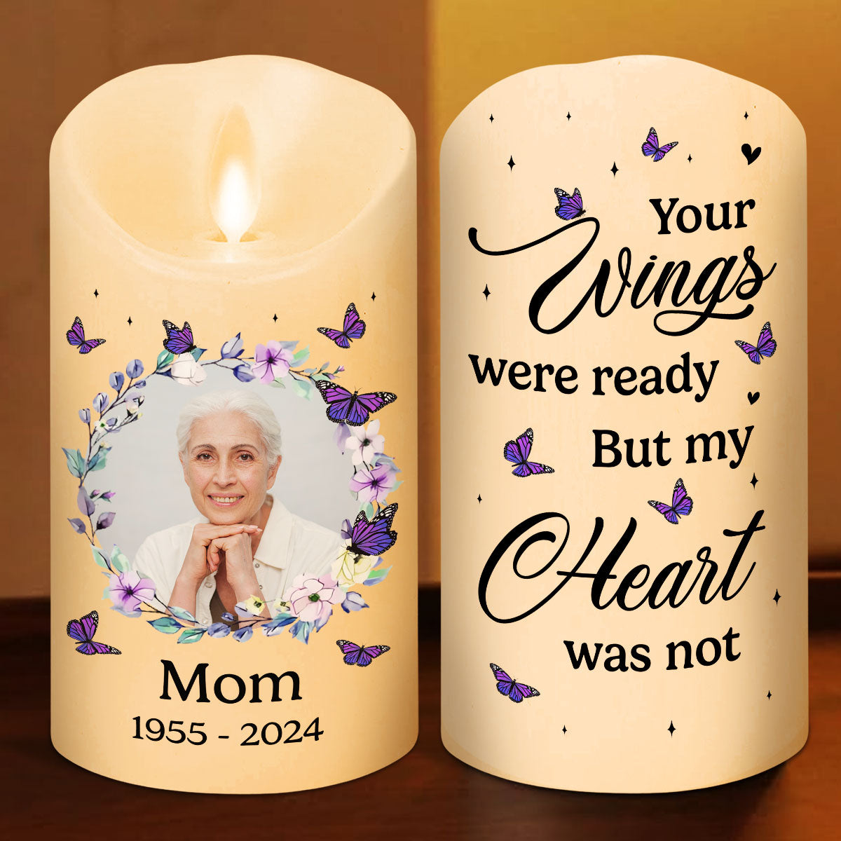 Your Wings Were Ready - Personalized Custom LED Candle