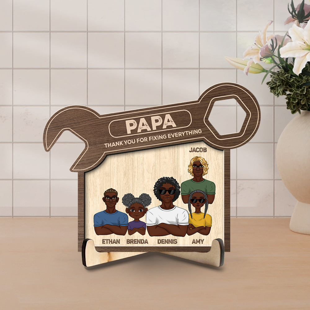 Dad Thank You For Fixing Everything - Personalized Wooden Plaque