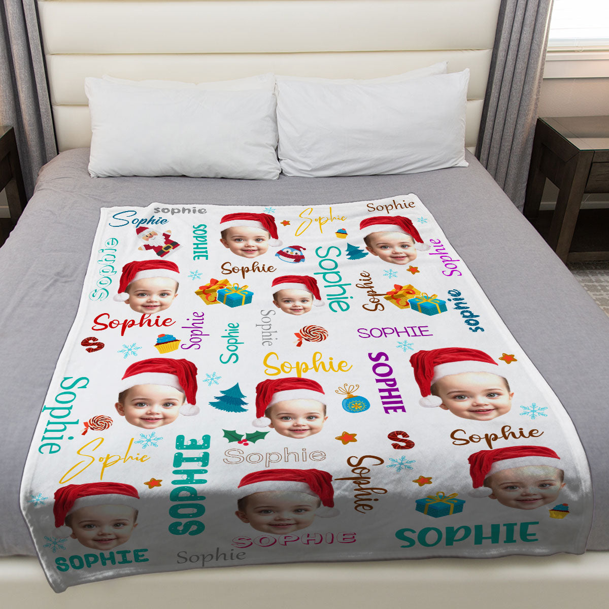Baby Christmas Custom Photo - Personalized Custom Fleece Blanket