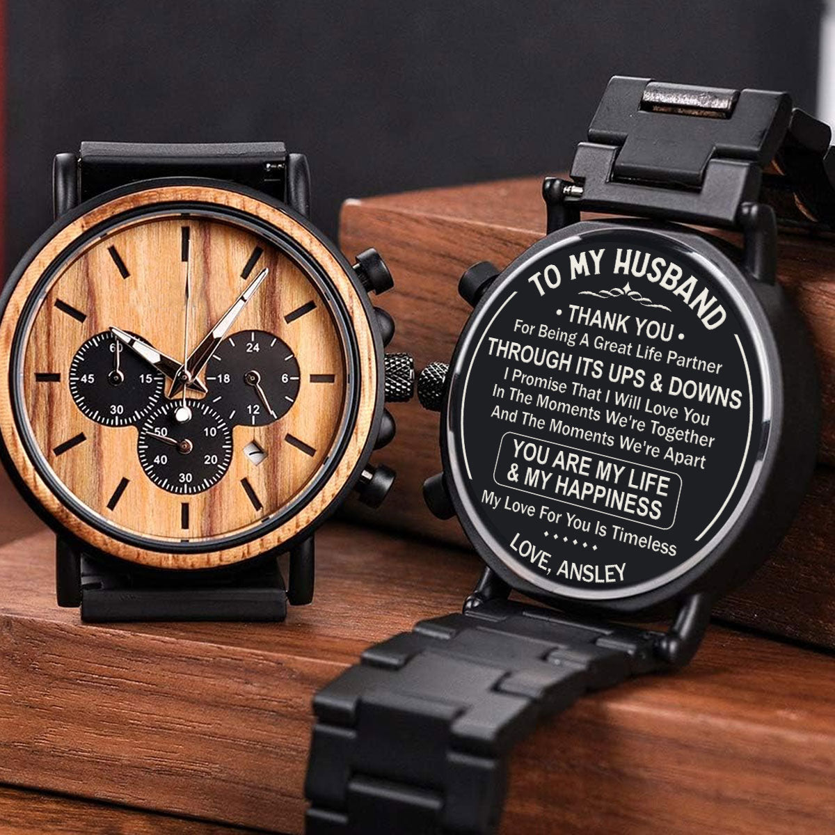 My Love For You Is Timeless - Personalized Engraved Wooden Watches GP009