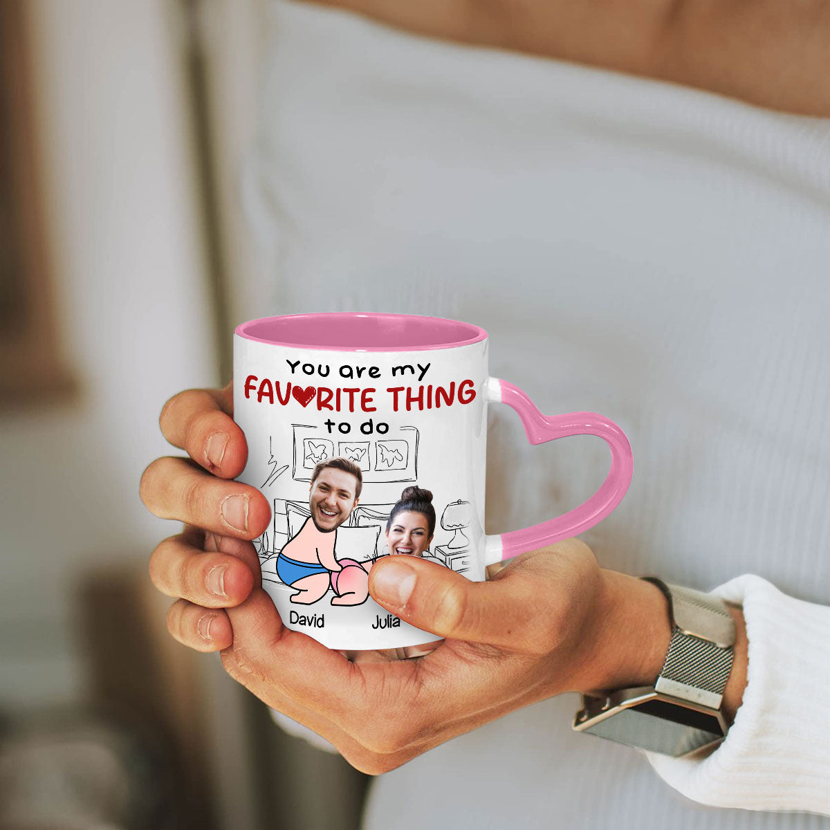 Favorite Thing - Personalized Custom Heart Handle Mug