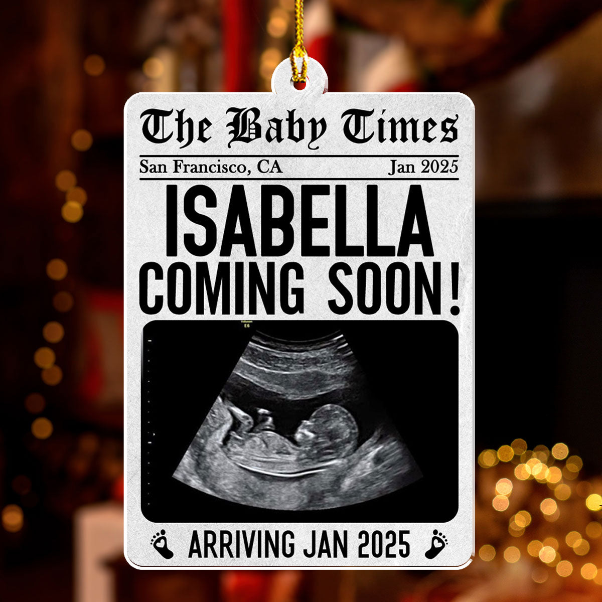 New Baby Announcement Newspaper - Personalized Custom Acrylic Ornament