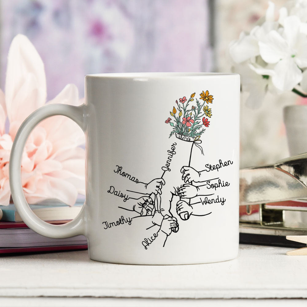 Holding Hand Of Mom - Personalized Custom Coffee Mug