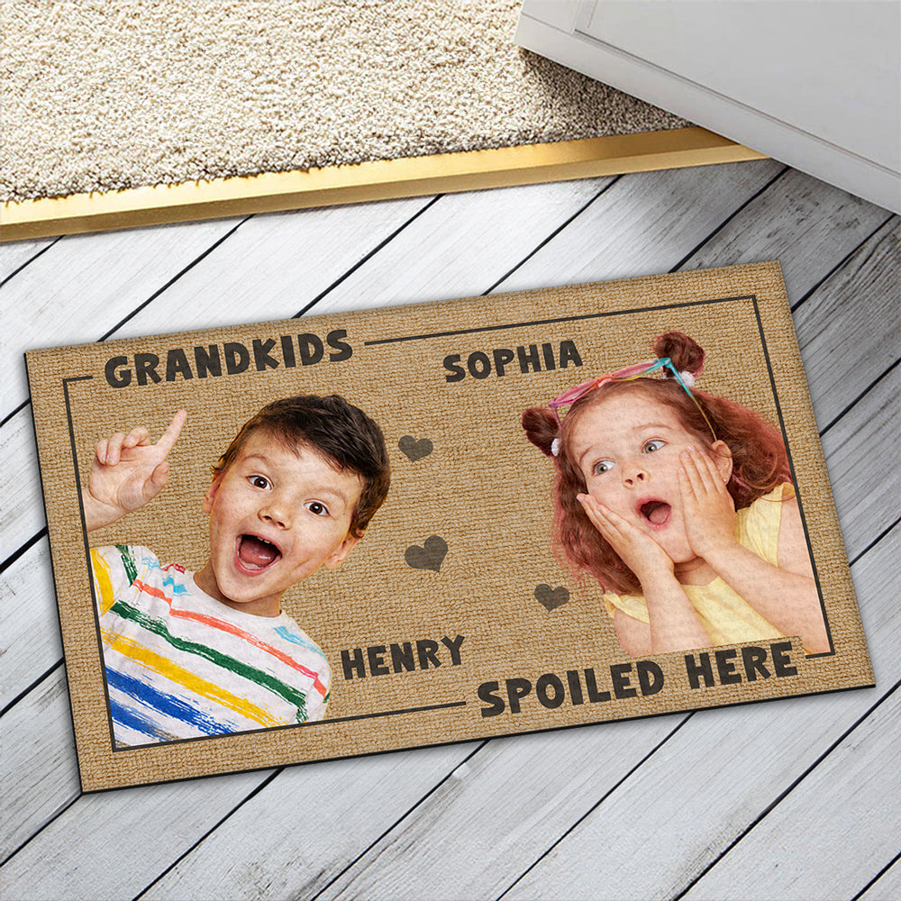 Grandkids Spoiled Here Custom Photo - Personalized Custom Doormat