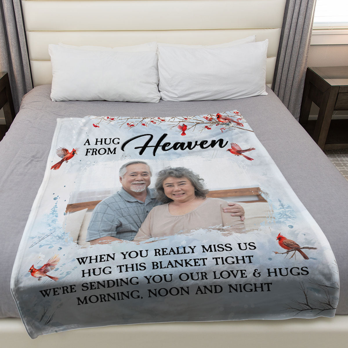 A Hug From Heaven Custom Photo - Personalized Custom Fleece Blanket