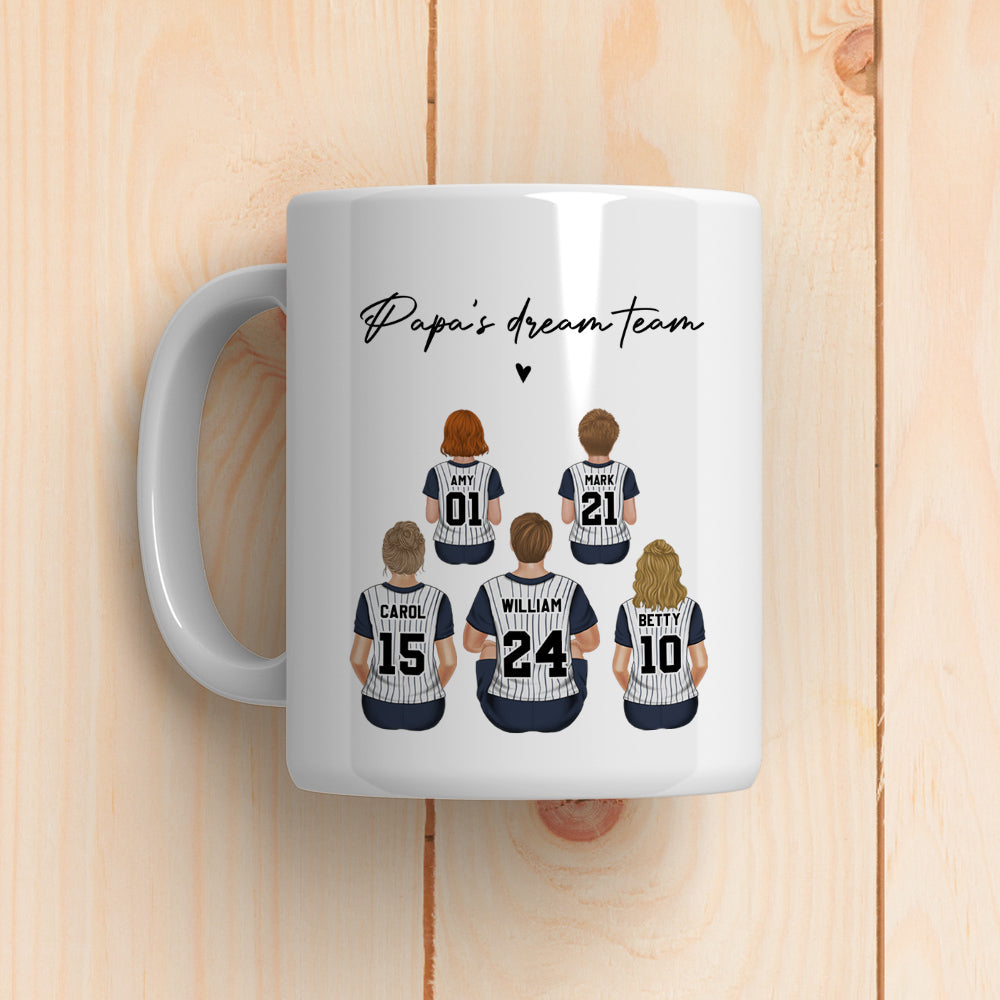 Daddys Team Basketball Family Sitting - Personalized Custom Coffee Mug